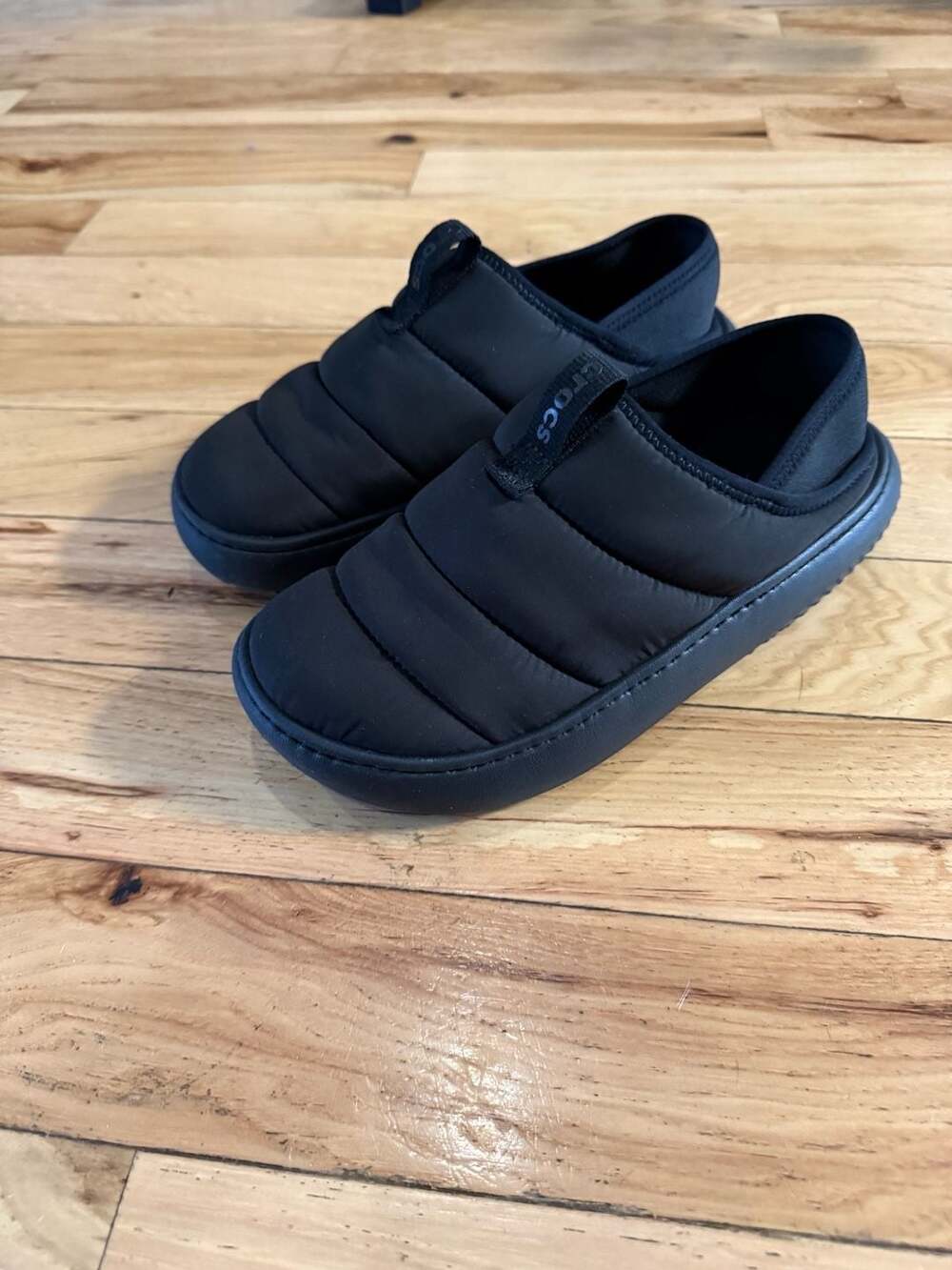 Crocs Classic Puff Moc Slip-On Shoes - Black Big Kids Size 6